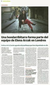 LA HONDARRIBITARRA ESTITXU DE LA FUENTE FORMA PARTE DEL EQUIPO DE ELENA ARZAK EN LONDRES